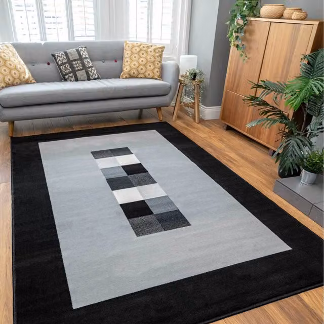 The Rug House Grey Geometric Modern Living Room Rug, W: 230 cm, D: 160 cm