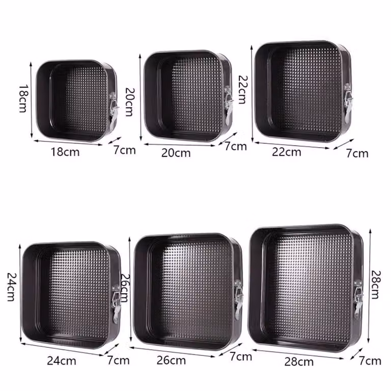 NESTLUNE Black Steel Square Non-Stick Springform Cake Tin, W: 22 cm, D: 15 cm, H: 15 cm