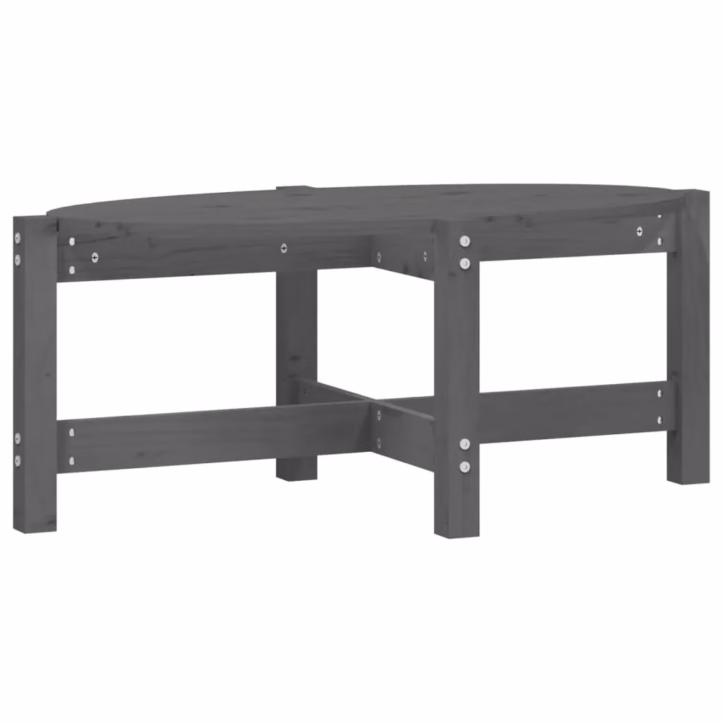 Berkfield Home Grey Rustic Solid Pine Coffee Table W: 87 cm, D: 48 cm, H: 35 cm – 2