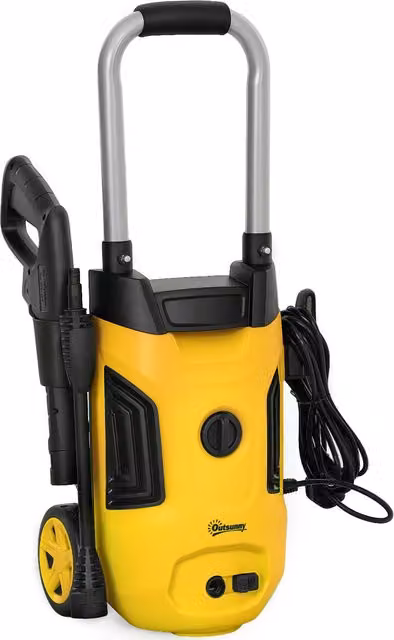 Outsunny 1800W High Pressure Washer, 150 Bar, 420 L/h Flow, Portable Electric Power Washer with Adjustable Nozzle and 6M Hose, Yellow