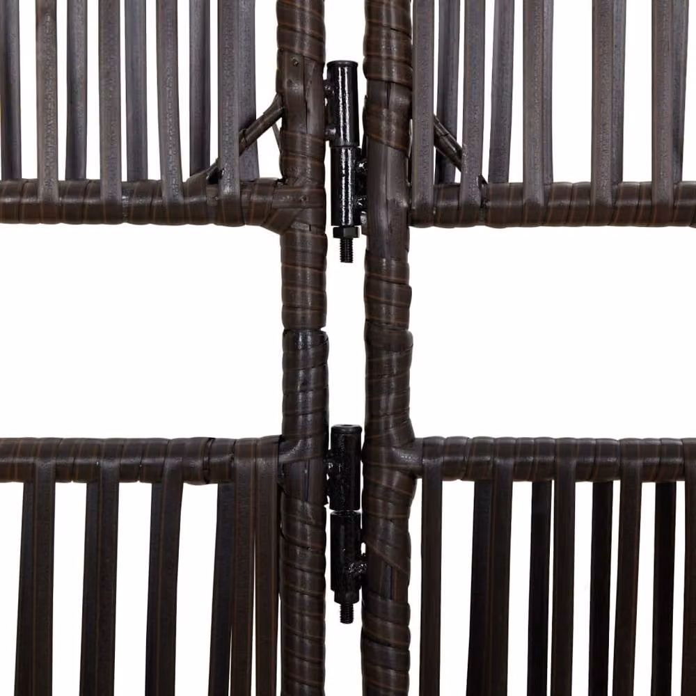Berkfield Home 6 Panel Brown Poly Rattan Room Divider – 5