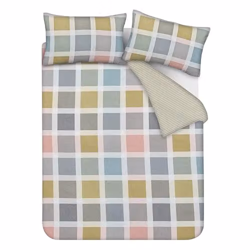 Sleepdown Reversible Crosshatch 2 Piece Bedding Set with Duvet Cover and Pillowcase, Multicolour Microfibre Polyester, W/D/H: 135 x 200 cm – 2