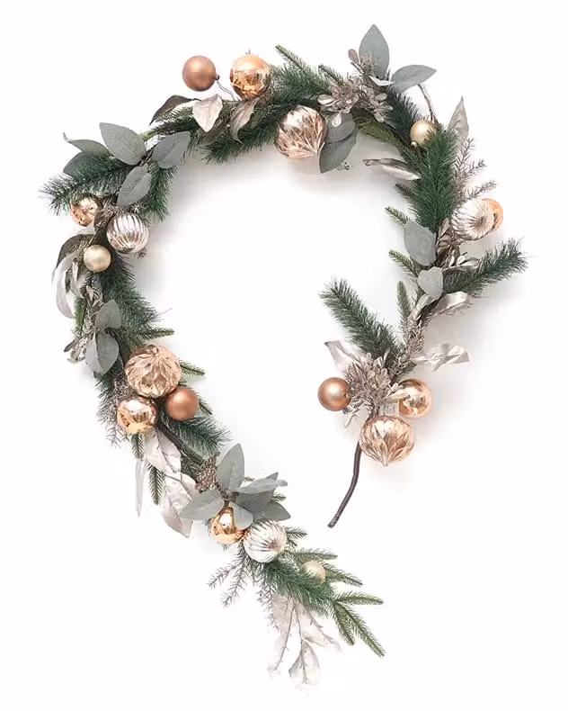 Dibor Metallic Magic Bauble Christmas Table Decoration Garland, 1.8m, in Copper, Gold, Green and Silver – 1
