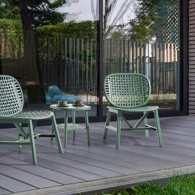Wyld and Coco Green Bistro Set with Round Table and Low Chairs – 1