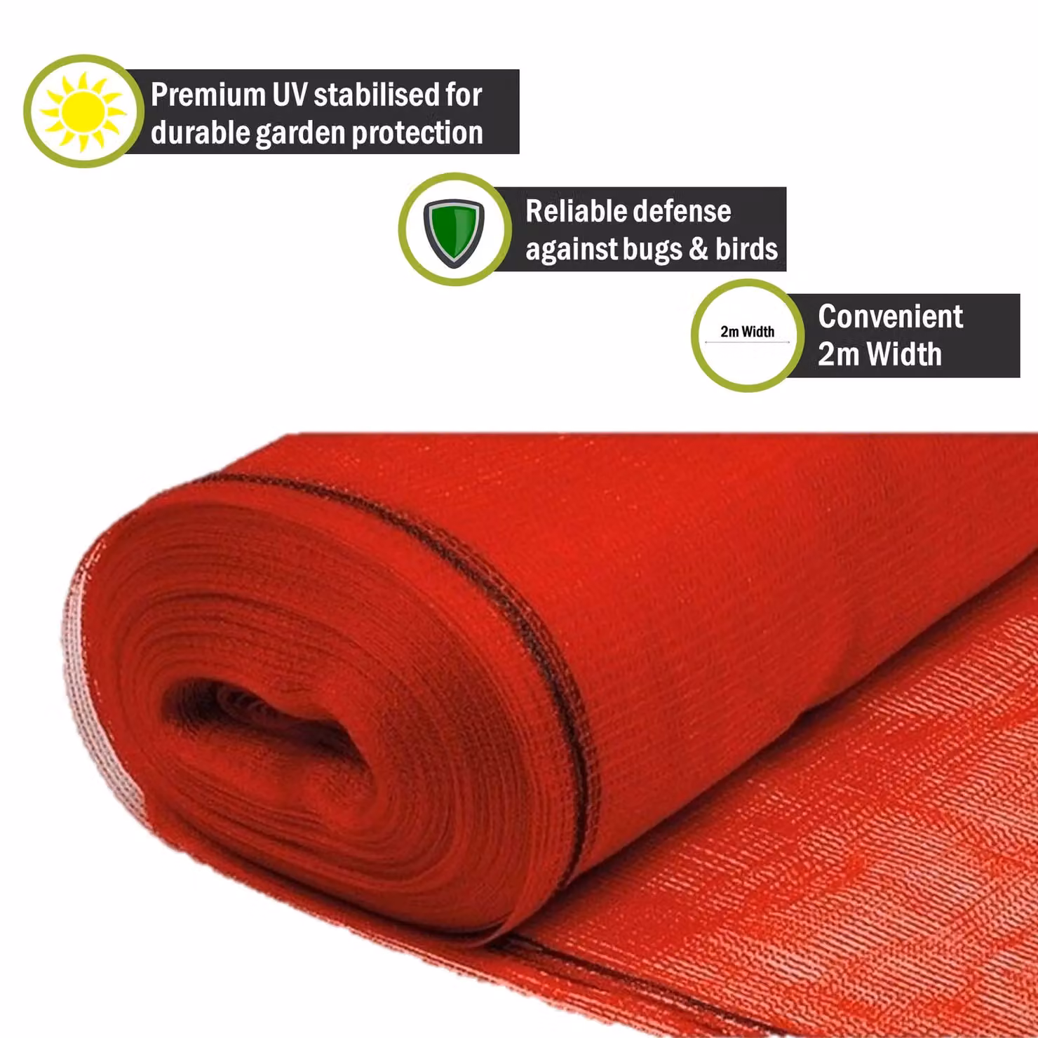 Pegdev Red Heavy Duty Plants and Crops Protection Netting, UV Stabilised Mesh for Vegetable Gardens, W: 2 m, L: 6 m – 2