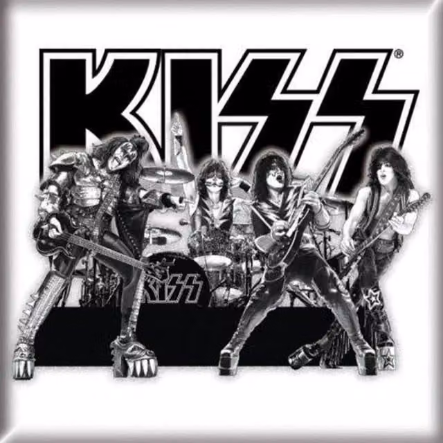 Kiss Graphite Band Fridge Magnet in White