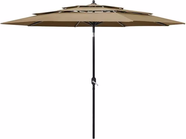 Berkfield Home 3-Tier Parasol with Aluminium Pole, Beige, Diameter: 3 m – 1