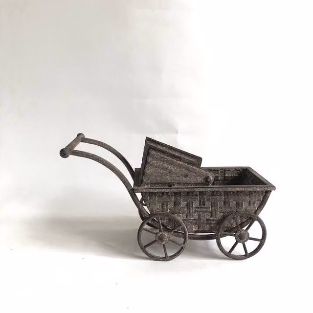 Minster Stylish Living Ltd Antique Brown Rectangular Metal and Glass Tabletop Decorative Planter, W: 13 cm, D: 19 cm, H: 31 cm
