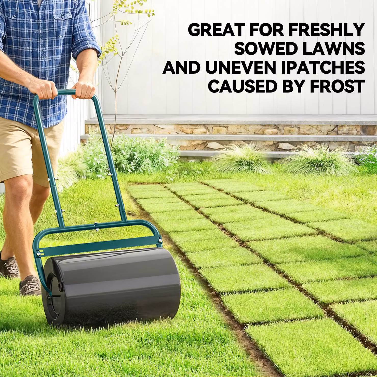 Outsunny 38L Fillable Cylinder Steel Lawn Roller in Dark Green – 4