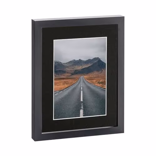 Nicola Spring Single Rectangular Photo Frame in Black with White Mount – 1