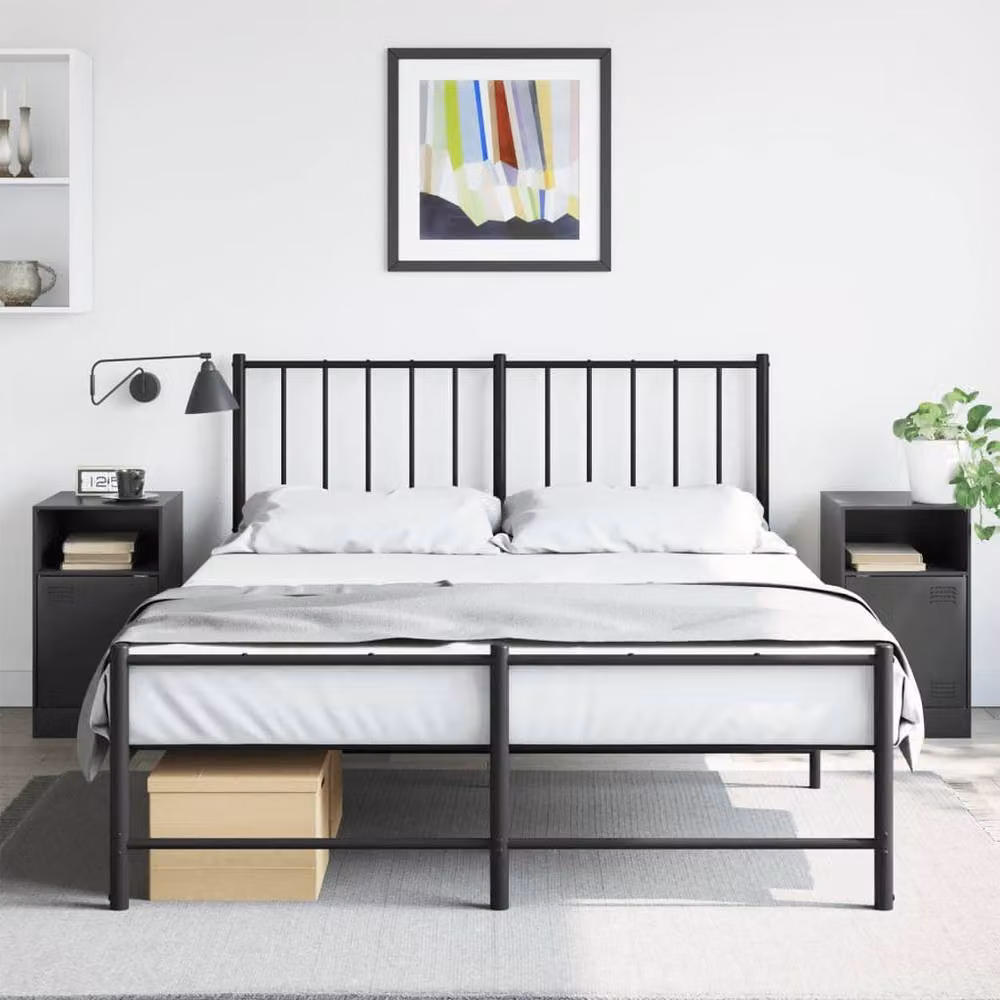 Berkfield Home Set of 2 Black Metal Industrial Bedside Cabinets, W/D/H: 34.5 x 39 x 62 cm – 2