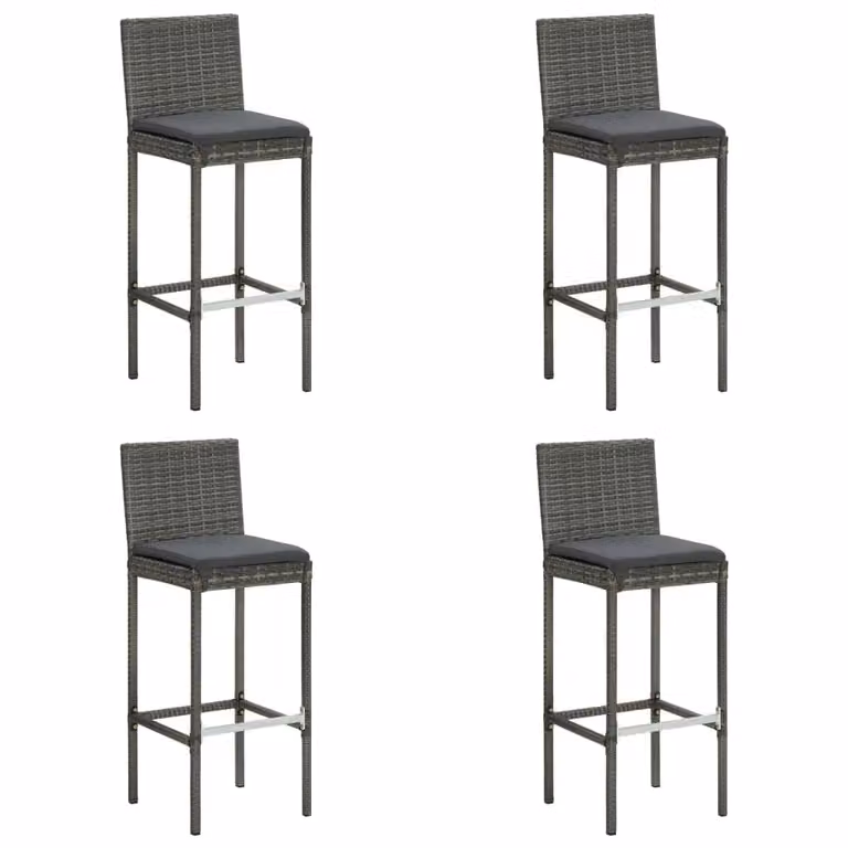 Berkfield Home 5 Piece Grey Poly Rattan Garden Bar Set with Acacia Wood and Steel Frame