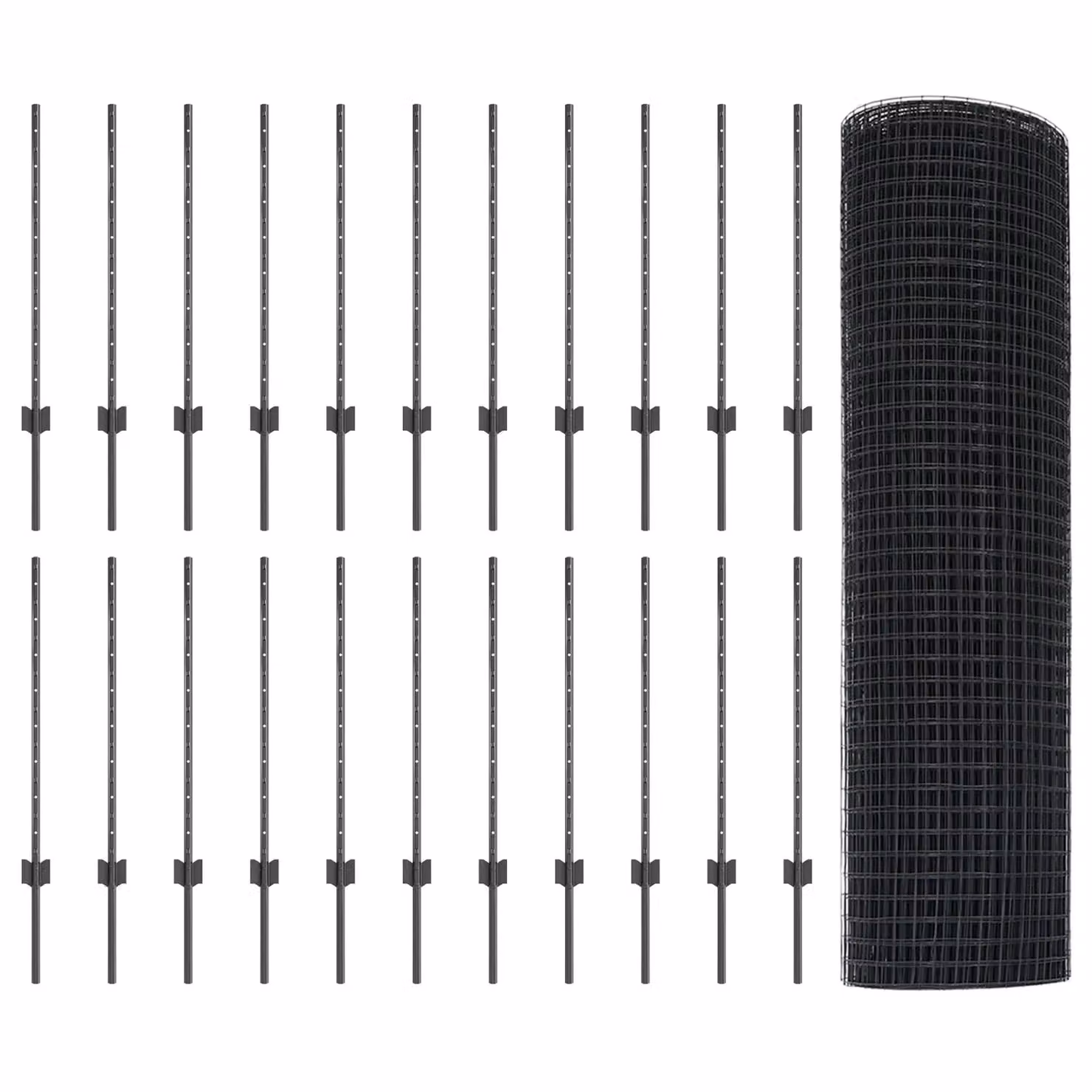 Berkfield Home Grey Steel Welded Wire Fence with 22 U-Profile In-Ground Posts, 0.8 x 50 m – 2