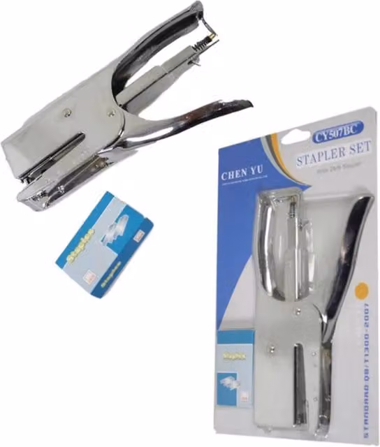 KDMD Heavy Duty Metal Stapler Set in Silver with Staples