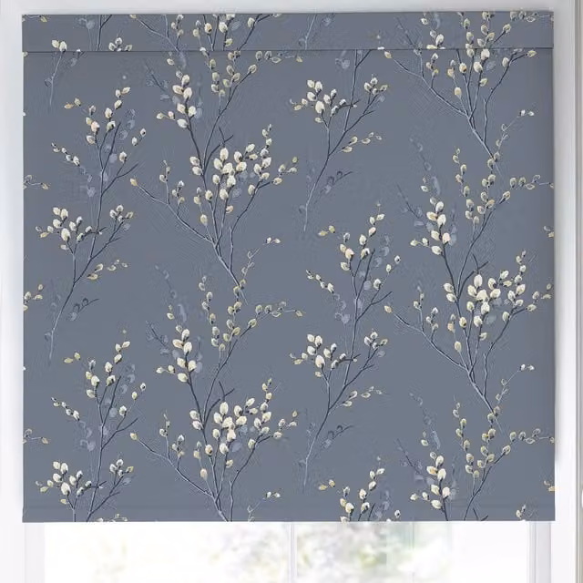 Laura Ashley Pussy Willow Made to Measure Blackout Roller Blind in Dark Seaspray