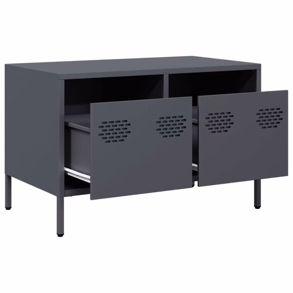 Berkfield Home Anthracite TV Cabinet in Matt Cold-rolled Steel, W: 68 cm, D: 39 cm, H: 43.5 cm – 4