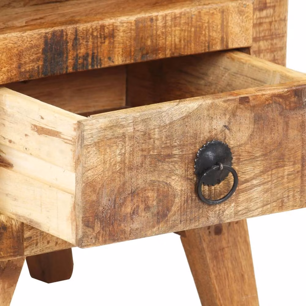 Berkfield Home Bedside Cabinet in Brown Rough Mango Wood, W/D/H: 30 x 30 x 41 cm – 3