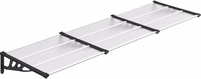Berkfield Home Polycarbonate and Aluminium Door Canopy in Black and Transparent, W: 297.5 cm, D: 90 cm