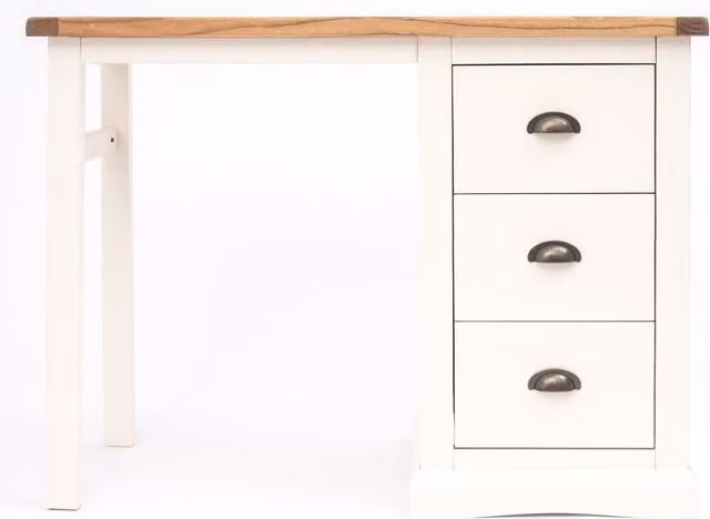 Cabinet Bits Cosenza 3 Drawer Dressing Table in Off-White with Brass Cup Handles
