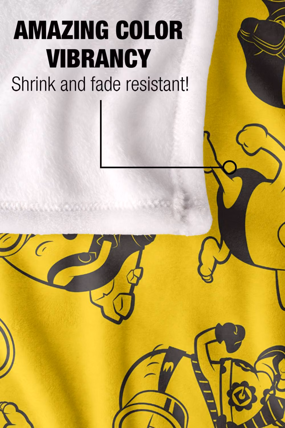 NBCU Minions Yellow Outline Pattern Super Soft Throw Blanket, Multicolour, W: 152 cm, D: 127 cm – 3