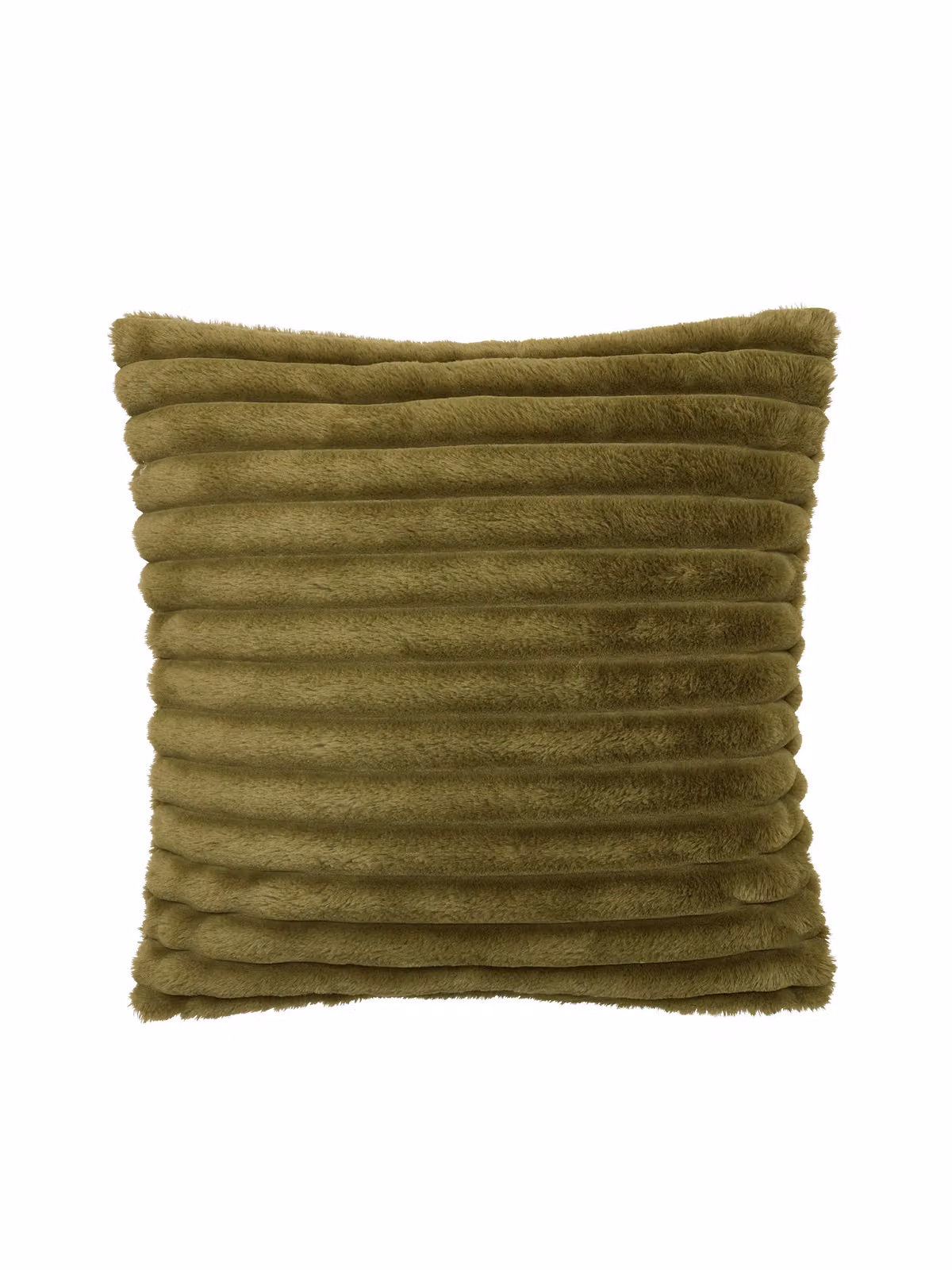 Catherine Lansfield Cosy Ribbed Soft Touch Velvet and Faux Fur Cushion, Green, W/D/H: 45 x 45 x 45 cm – 2