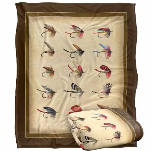 JQ Licensing American Sportfishing Saltwater Silky Touch Super Soft Fleece Throw Blanket, White, W/D/H: 152 x 127 cm