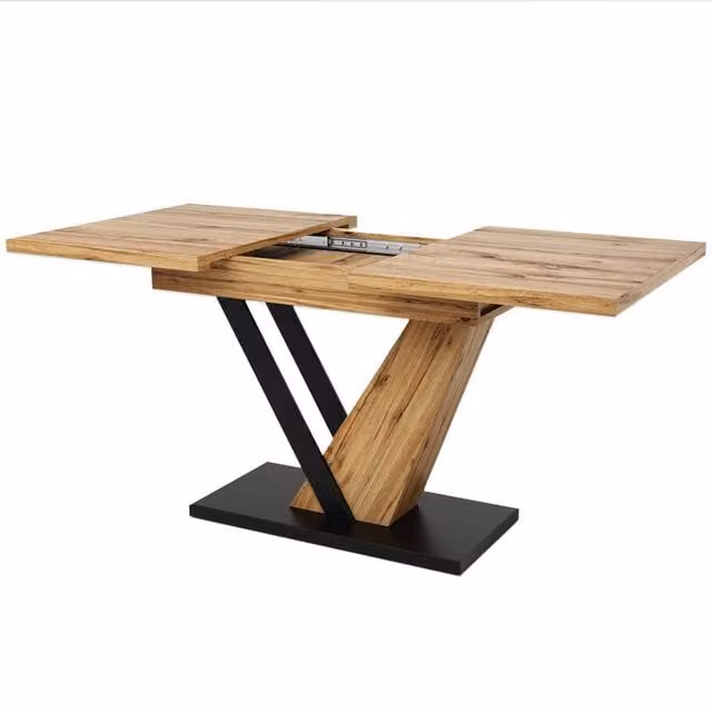 FORGEVIO Extendable Rectangular Dining Table in White and Brown, W/D/H: 120 x 60 x 75 cm – 1