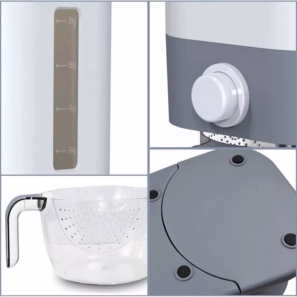 KORVIXA 12kg Large Kitchen Rice Dispenser Container in White and Multicolour – 3