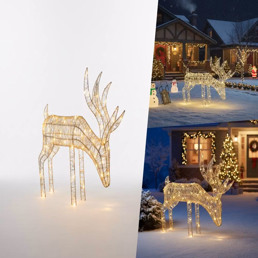 Pegdev Silver LED Christmas Reindeer Outdoor Decor with 200 Warm White Lights, Height: 43 cm – 3