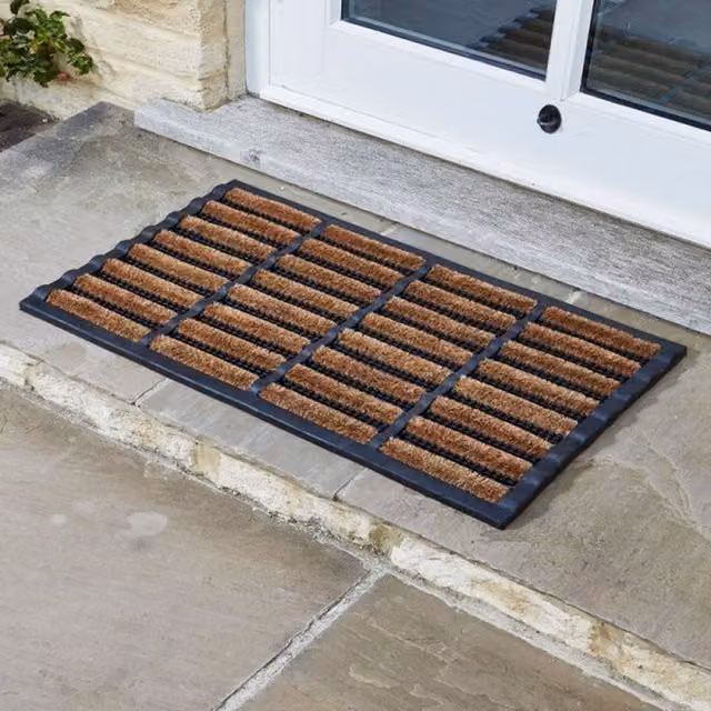 Garden Mile Heavy Duty Natural Coir and Rubber Door Mat in Brown and Black