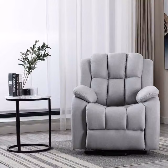More4Homes Brookline Electric Single Motor Rise Recliner Fabric Chair in Grey