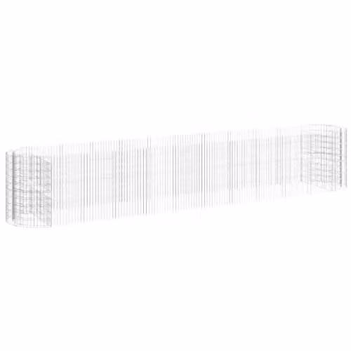 vidaXL Silver Galvanised Steel Gabion Raised Bed W: 600 cm, D: 100 cm, H: 100 cm