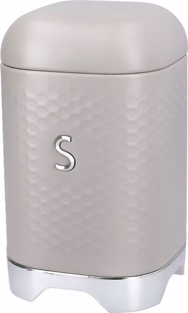 KitchenCraft Lovello Geometric Metal Sugar Canister with Snap Lid in Beige