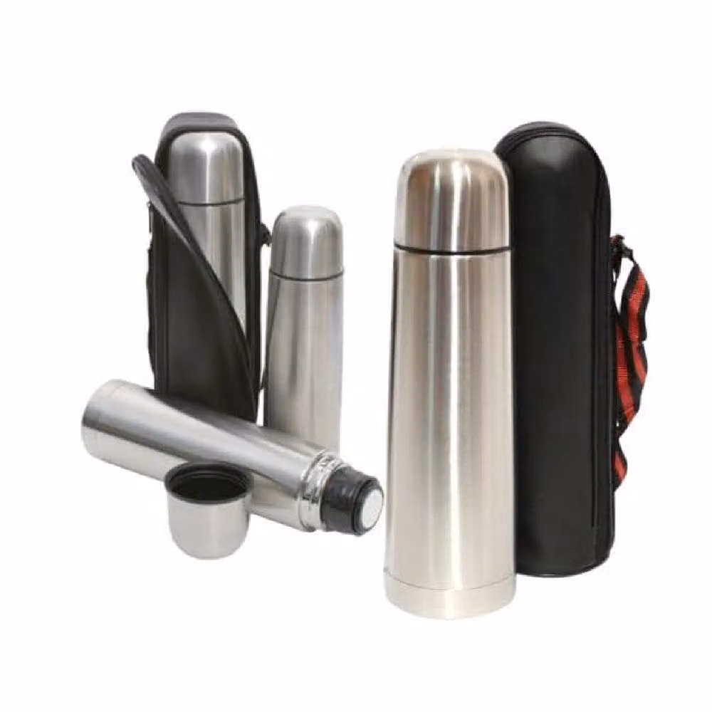 BARGAINS-GALORE Stainless Steel Vacuum Insulated Flask with Carry Case, 0.5 l, Metallic Silver – 2