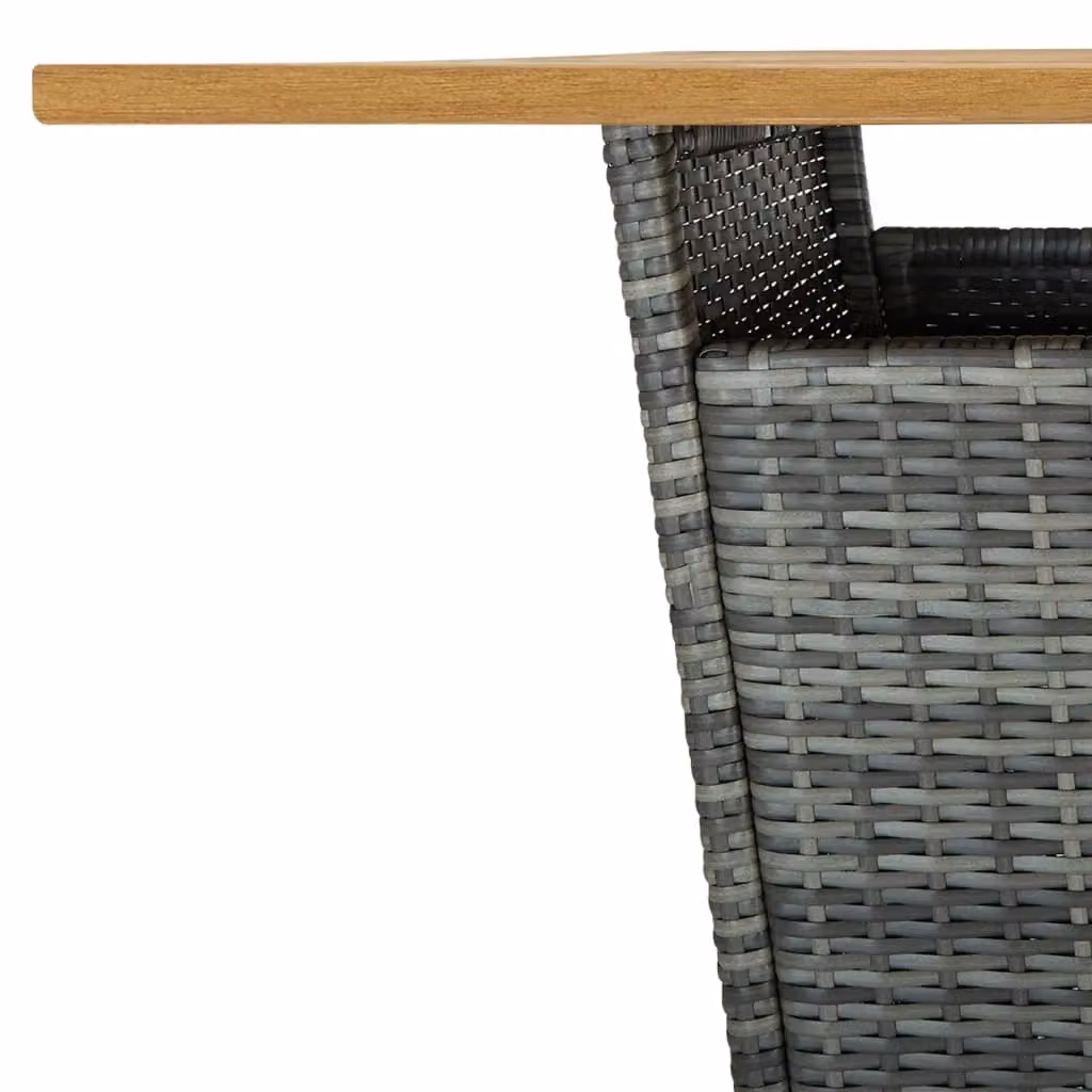 Berkfield Home Grey Poly Rattan and Solid Acacia Wood Bar Table W/D/H: 80 x 80 x 110 cm – 3