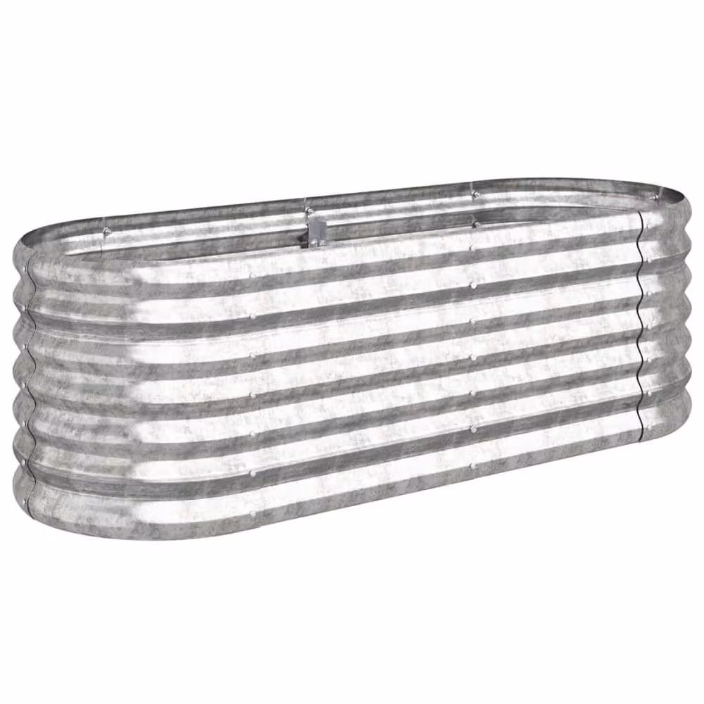 Berkfield Home Garden Powder-coated Steel Raised Bed in Silver, W/D/H: 114 x 40 x 36 cm – 3