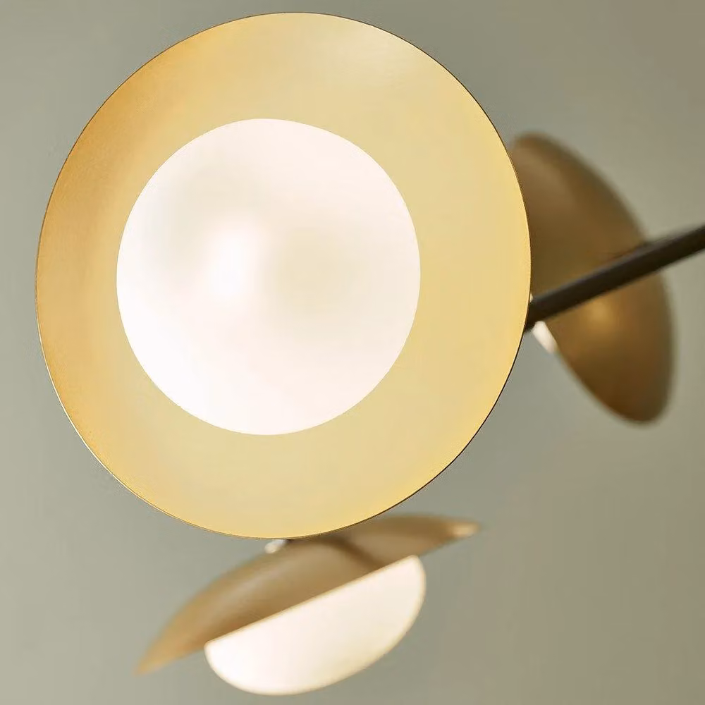 Netlighting TIVOLI Dimmable 6 Light Glass and Metal Semi Flush Ceiling Lamp in Gold/Brass – 3