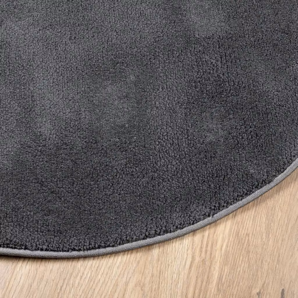 Berkfield Home OVIEDO Round Short Pile Rug in Anthracite and Black, Diameter: 160 cm – 2