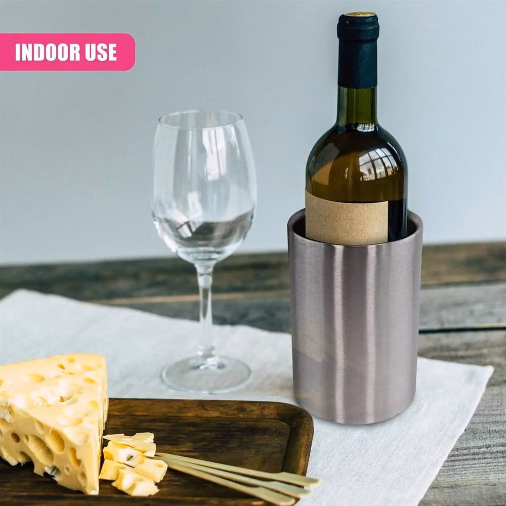 EONLION Silver Stainless Steel Double Walled Champagne and Wine Bottle Ice Cooler, Width: 100 cm – 3