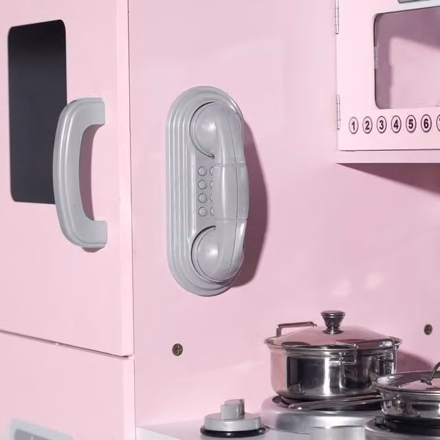 Galactica Pink Wooden Toy Role Play Kitchen Set with Cooking Accessories