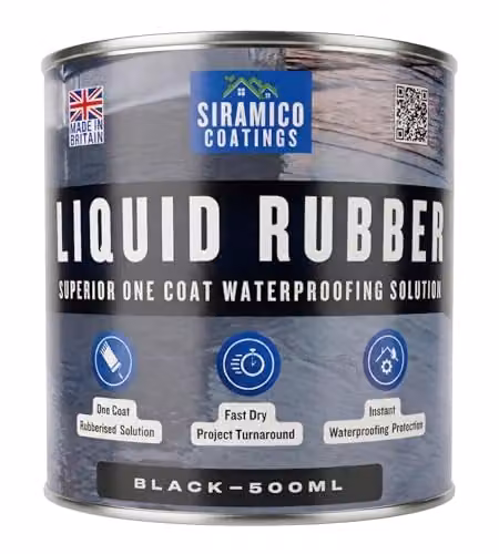 Siramico Coatings Liquid Rubber Roof Coating, Black, 500ml