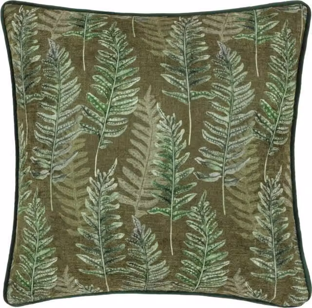 Terrys Floral Green Chenille Square Cushion W/D/H: 43 x 43 x 43 cm