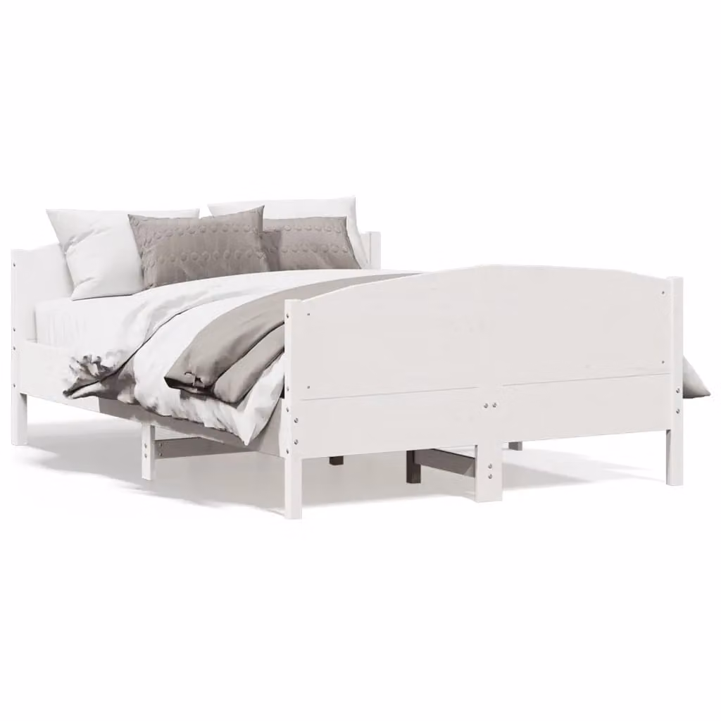 Berkfield Home King Size Solid Wood Pine Bed Frame, White, W: 150 cm, D: 200 cm – 2