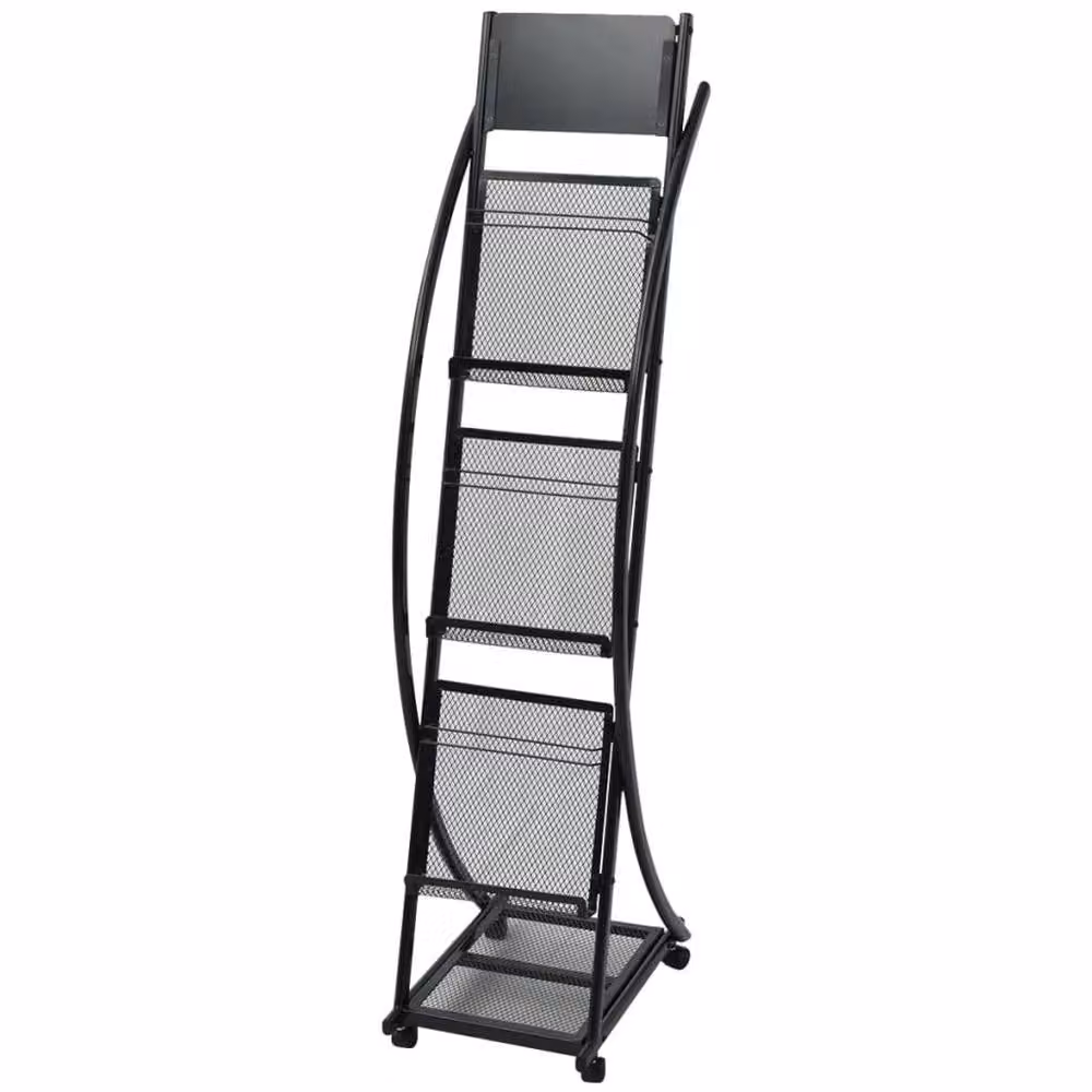 Berkfield Home Modern Black Metal Magazine Rack, W/D/H: 40 x 32 x 131 cm – 2