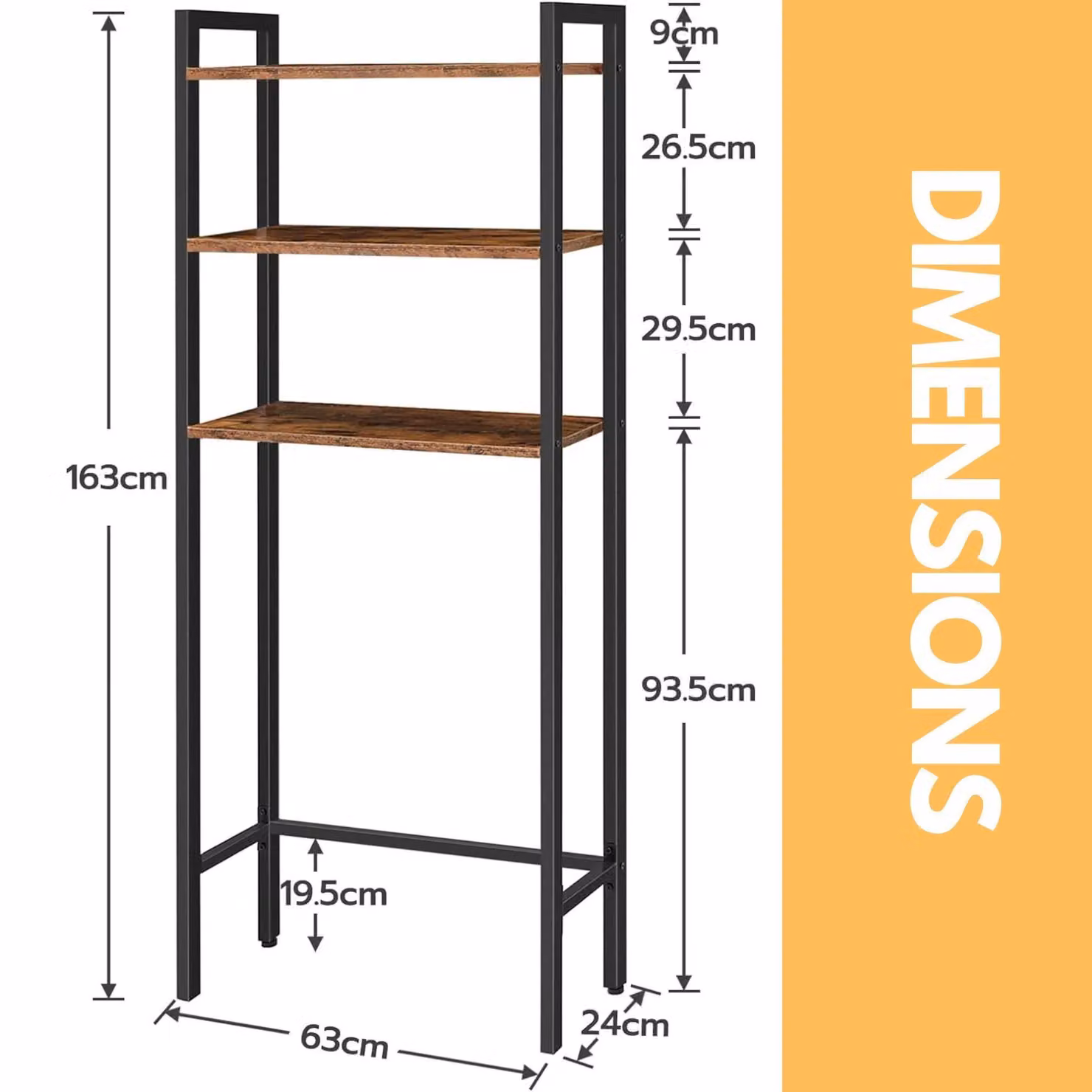 Rafaelo Mobilia Brown and Black Industrial Over Toilet Storage Unit – 2