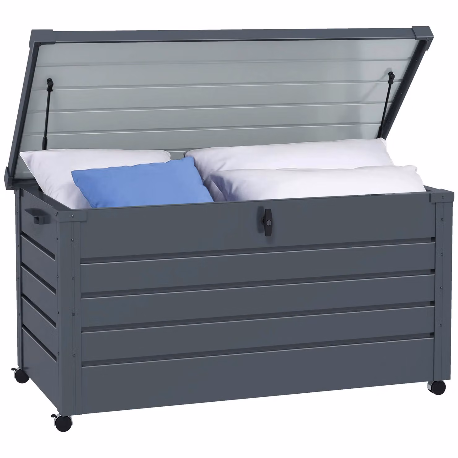 OUTSUNNY 331L Waterproof Outdoor Storage Box with Wheels and Lock in Dark Grey – 2