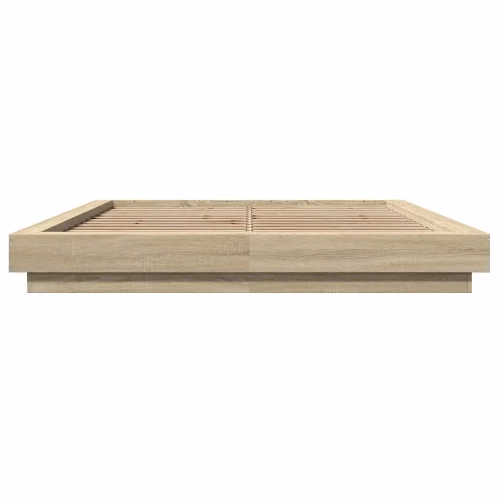 Berkfield Home Modern Bed Frame with LED Lights and USB Charging Port in Sonoma Oak Brown, W/D/H: 160 x 200 cm – 2