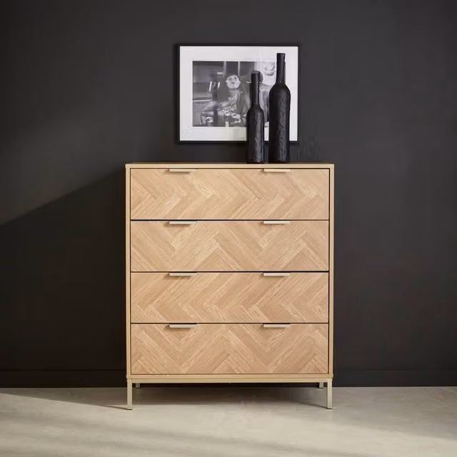 sweeek 4-Drawer Herringbone Chest in Light Brown – 1