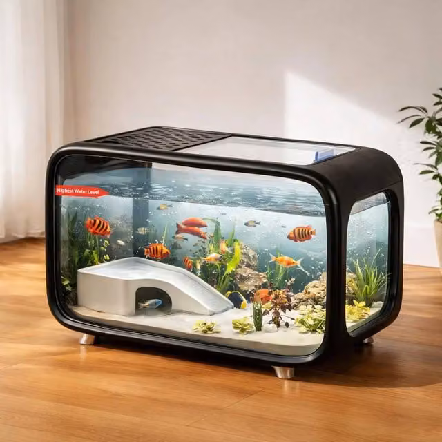 PAWNORA Compact Betta Fish Tank Kit Transparent Desktop Aquarium, Width: 40 cm, Depth: 40 cm