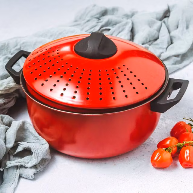 KitchenCraft Red Carbon Steel Pasta Pot, 4 l